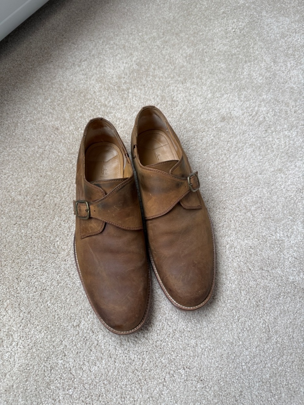 Classic Men's Single Monk Strap Leather Shoes - Brown